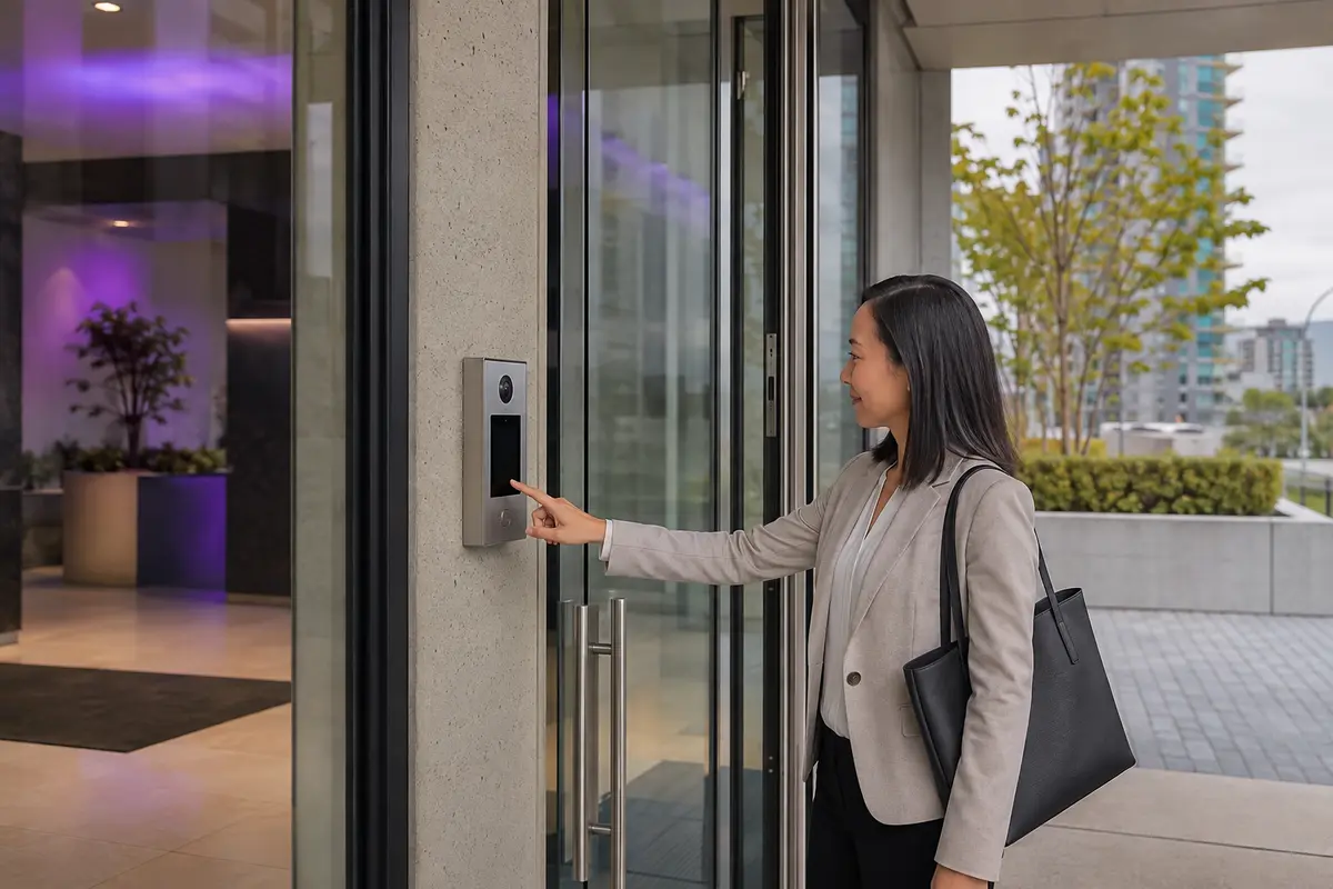 Video intercom at a commercial property entrance