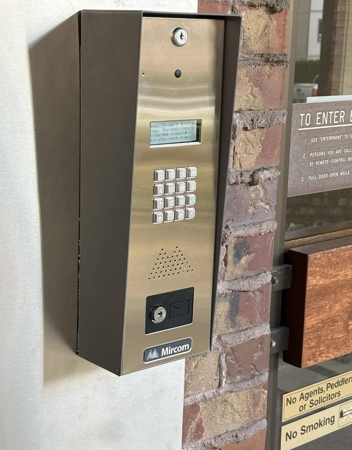 Mircom telephone-entry intercom installed at Martinview Manor in White Rock for suite landline calling